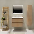 GODART - Meuble salle de bain 70 cm - Plan vasque Solid surface - Effet chêne sonoma - A suspendre - Karaib 2 - vignette