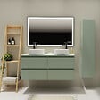 GODART - Meuble salle de bain 120 cm pour vasque à poser - Vert mat - A suspendre - Karaib 2 - vignette