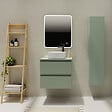 GODART - Meuble salle de bain 60 cm pour vasque à poser - Vert mat - A suspendre - Karaib 2 - vignette