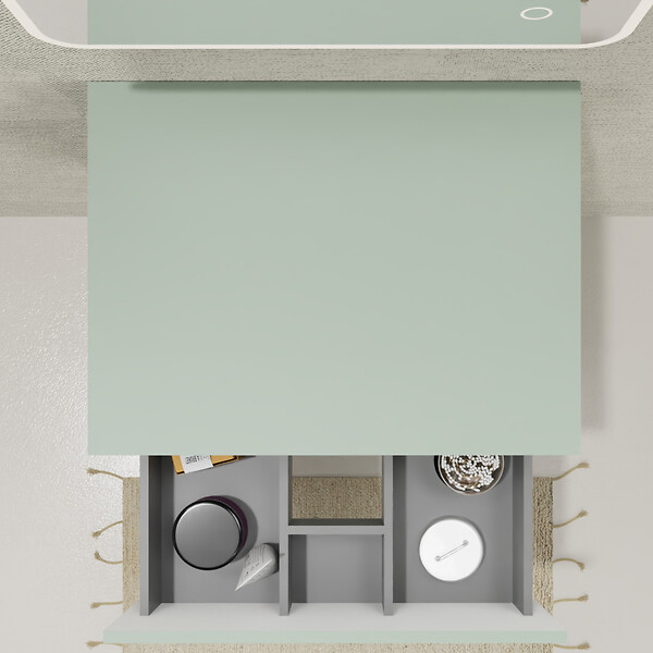 GODART - Meuble salle de bain 60 cm pour vasque à poser - Vert mat - A suspendre - Karaib 2 - large