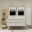 GODART - Meuble salle de bain 140 cm - Double vasque Solid surface - Blanc mat - A suspendre - Karaib 2 - vignette