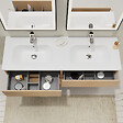 GODART - Meuble salle de bain 140 cm - Double vasque Solid surface - Effet chêne sonoma - A suspendre - Karaib 2 - vignette
