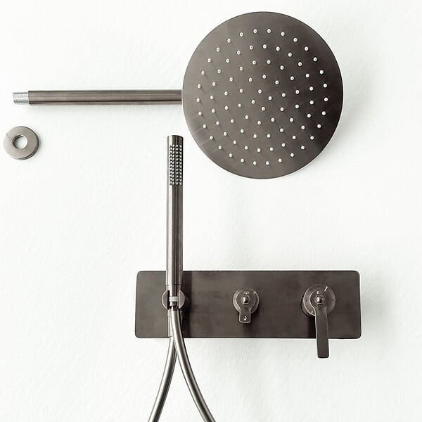 ESSEBAGNO - Molette colonne de douche encastrée mécanique façon inox - large