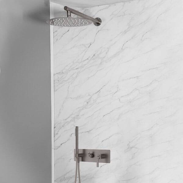 ESSEBAGNO - Molette colonne de douche encastrée mécanique façon inox - large