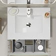 GODART - Meuble salle de bain 60 cm - Plan vasque céramique - Vert mat - A suspendre - Karaib 2 - vignette