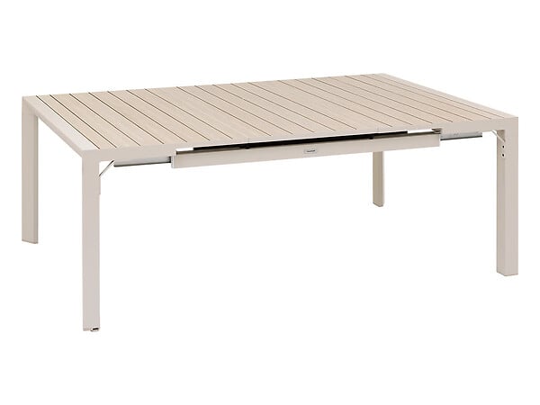 HESPERIDE - Table de jardin carrée extensible alu Evasion 8/10 places Beige lin - Hespéride - large