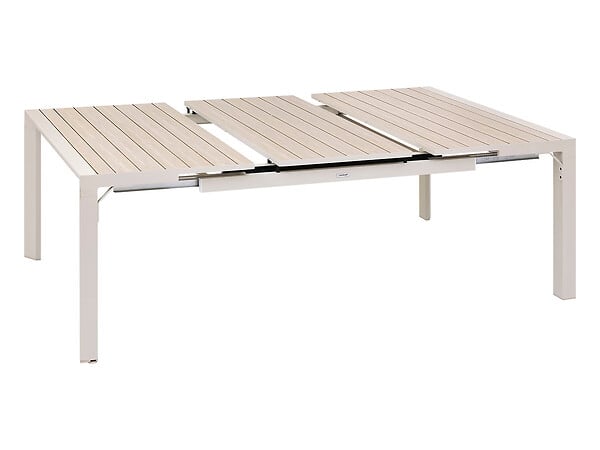 HESPERIDE - Table de jardin carrée extensible alu Evasion 8/10 places Beige lin - Hespéride - large
