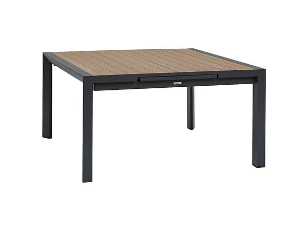 HESPERIDE - Table de jardin carrée extensible alu Evasion 8/10 places effet bois honey et graphite - Hespéride - large