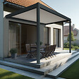 DAVID FERMETURES - Pergola bioclimatique Xenon perpendiculaire (Vérin à Télécommande - Gris anthracite / Blanc - 3,584 x 3,50m) - vignette