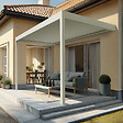DAVID FERMETURES - Pergola bioclimatique Xenon II perpendiculaire (Vérin à Télécommande + LED 3 côtés - Blanc - 4,168 x 4,50m) - vignette