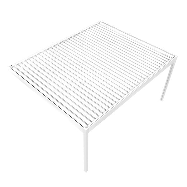 DAVID FERMETURES - Pergola bioclimatique Xenon II perpendiculaire (Vérin à Télécommande + LED 3 côtés - Blanc - 5,043 x 4,00m) - large