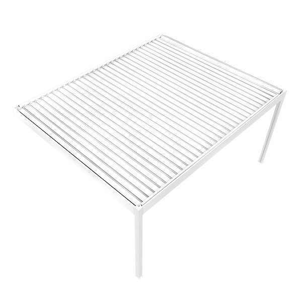 DAVID FERMETURES - Pergola bioclimatique Xenon II perpendiculaire (Vérin à Télécommande - Blanc - 4,168 x 3,00m) - large