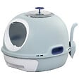 PAWHUT - Maison de toilette portable pour chat tiroir à litière coulissant porte battante lucarne + pelle fournis dim. 47L x 55l x 44H cm bleu - vignette