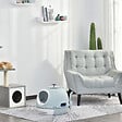 PAWHUT - Maison de toilette portable pour chat tiroir à litière coulissant porte battante lucarne + pelle fournis dim. 47L x 55l x 44H cm bleu - vignette