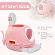 PAWHUT - Maison de toilette portable pour chat tiroir à litière coulissant porte battante lucarne + pelle fournis dim. 47L x 55l x 44H cm rose - vignette