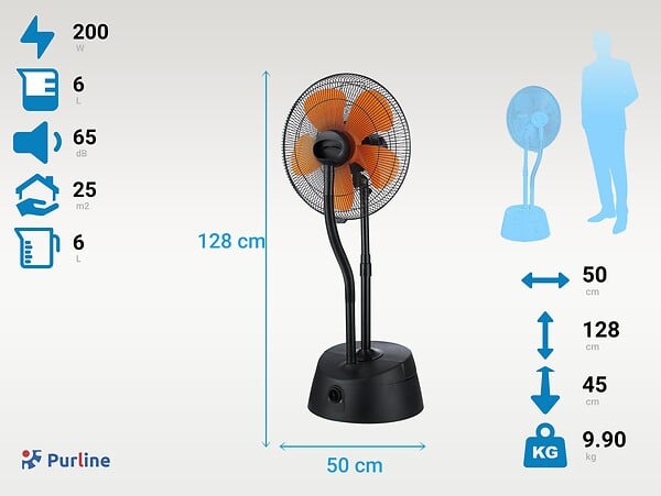 PURLINE - Ventilateur brumisateur à haut débit et réservoir de 6 L - large