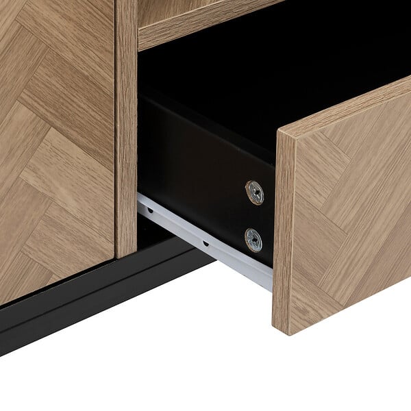 5 FIVE SIMPLY SMART - Meuble TV en métal noir et portes aspect chevron 120 x 40 cm - large