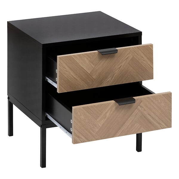 5 FIVE SIMPLY SMART - Table d'appoint Table de chevet en métal noir et tiroirs aspect chevron 50 x 40 cm - large
