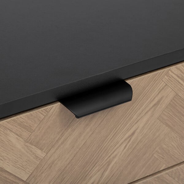 5 FIVE SIMPLY SMART - Table d'appoint Table de chevet en métal noir et tiroirs aspect chevron 50 x 40 cm - large