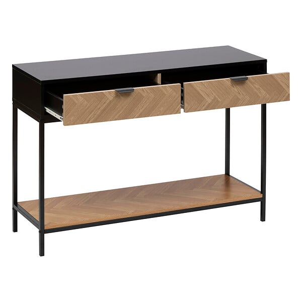 5 FIVE SIMPLY SMART - Meuble Console en métal noir et tiroirs aspect chevron 110 x 35 cm - large