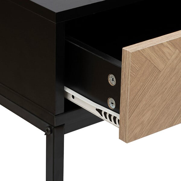 5 FIVE SIMPLY SMART - Meuble Console en métal noir et tiroirs aspect chevron 110 x 35 cm - large