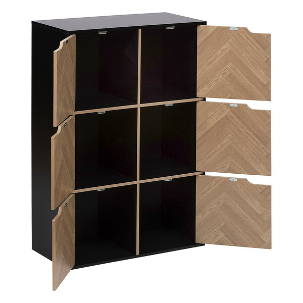 5 FIVE SIMPLY SMART - Meuble Etagère 6 Cases de rangement 6 Portes aspect chevron H 100.5 cm - large