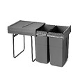 EMUCA - bac de tri sélectif a montage inférieur et extraction manuelle pour élément de cuisine Recycle, 2x25litres, Plastique gris antracite - vignette
