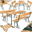 TECTAKE - Ensemble table et bancs de brasserie pliable en bois marron 170x69x77 cm - vignette