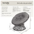 TECTAKE - Fauteuil papasan en rotin Gargano rotatif gris - vignette