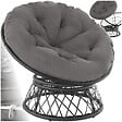 TECTAKE - Fauteuil papasan en rotin Gargano rotatif noir - vignette