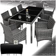 TECTAKE - Salon de jardin 8 places avec housse de protection gris tacheté/gris - vignette