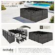 TECTAKE - Salon de jardin PALMA 12 places avec housse de protection, variante 2 gris/gris clair - vignette