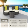 TECTAKE - Ensemble de salon en rotin et aluminium Nice 2+1+1 gris - vignette