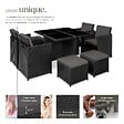 TECTAKE - Salon de jardin MANHATTAN 8 places avec 2 sets de housses + housse de protection, variante 2 noir - vignette