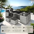 TECTAKE - Salon de jardin MANHATTAN 8 places avec 2 sets de housses + housse de protection, variante 2 gris clair - vignette