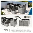 TECTAKE - Salon de jardin MANHATTAN 8 places avec 2 sets de housses + housse de protection, variante 2 gris clair - vignette