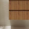 GODART - Meuble salle de bain 80 cm pour vasque à poser - Effet bois strié - A suspendre - Karaib 2 - vignette