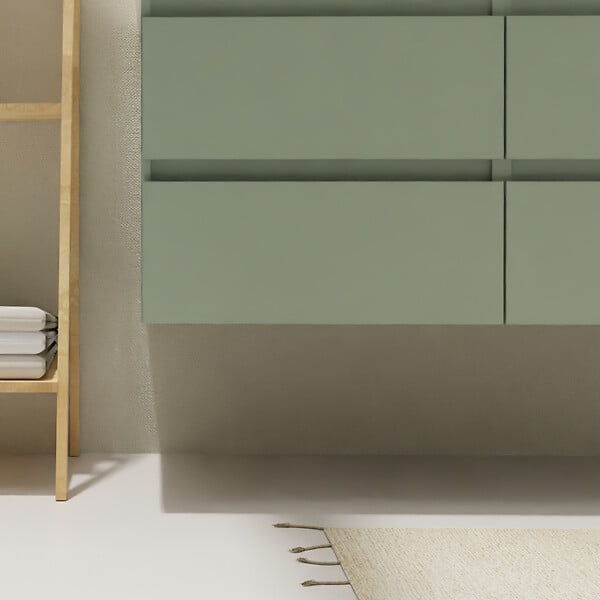 GODART - Meuble salle de bain 120 cm pour vasque à poser - Vert mat - A suspendre - Karaib 2 - large