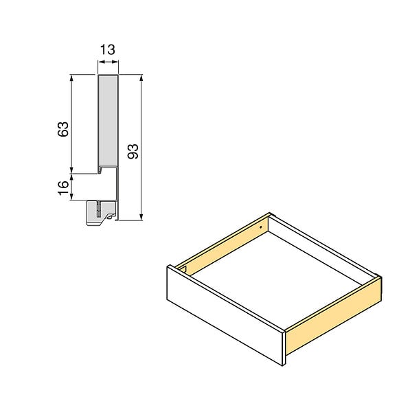 EMUCA - Tiroir extérieur Vertex avec réglages 3D hauteur 93mm, 60kg, profondeur 500mm, acier, Peint en blanc - large