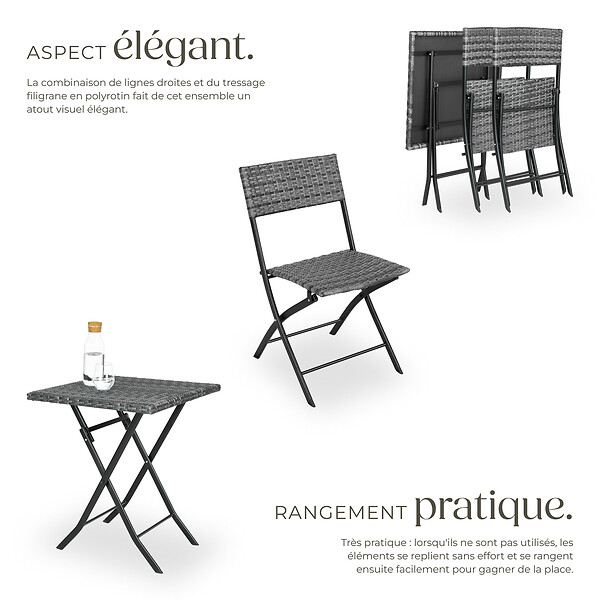 TECTAKE - Salon de jardin TREVI 2 personnes gris - large