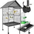 TECTAKE - Cage à oiseaux 168 cm gris anthracite - vignette