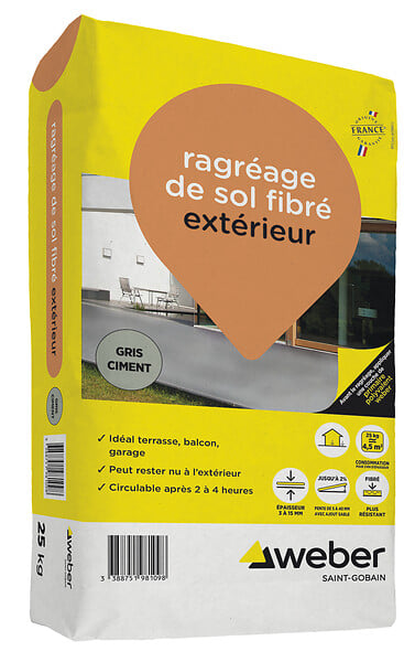 WEBER - Ragréage sol extérieur - 25 kg - Gris ciment - large