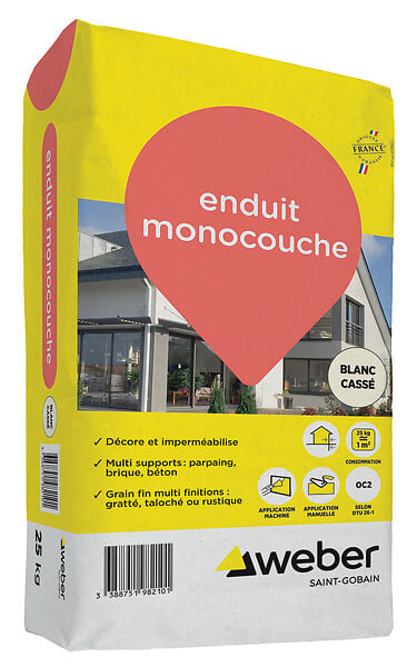WEBER - Enduit de façade grain fin - Blanc cassé - 25Kg - large