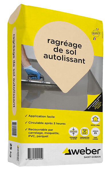 SG WEBER - Ragréage de sol autolissant spécial supports intérieurs neufs à base - large
