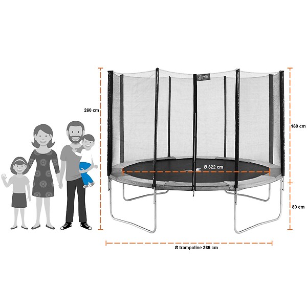 KANGUI - Trampoline rond Ø 360cm avec filet, échelle, bâche et kit ancrage - RALLI 360 - large