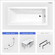 BESCO - Baignoire rectangulaire - 140 x 70 cm - avec Habillage (4 cm) - Pieds - Vidage Chrome - MODERN SLIM - vignette