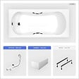 BESCO - Baignoire rectangulaire - 130 x 70 cm - avec Tablier Blanc - Pieds - Poignées - Vidage Chrome - ARIA PLUS - vignette