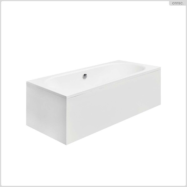 BESCO - Baignoire rectangulaire - 160 x 75 cm - avec Tablier - Pieds - Vidage Chrome - VITAE - large