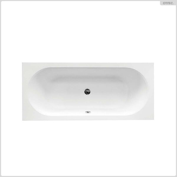 BESCO - Baignoire rectangulaire - 160 x 75 cm - avec Habillage - Pieds - Vidage Chrome - VITAE SLIM - large