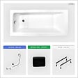BESCO - Baignoire rectangulaire - 170 x 75 cm - sans Habillage - avec Pieds - Poignées - Repose-tête - Vidage Chrome - TALIA PREMIUM - vignette